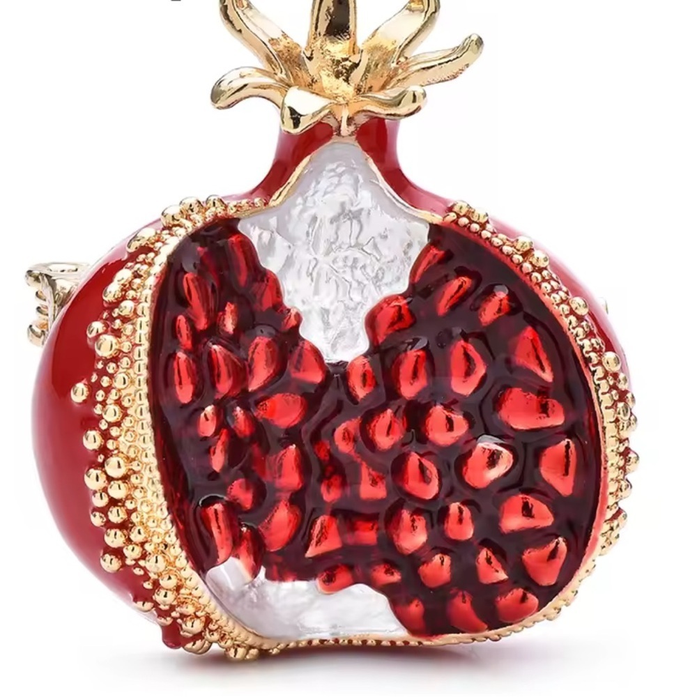 Red Pomegranate Gold Brooch
